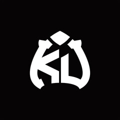 KU Logo monogram with spade shape design template