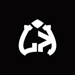 LK Logo monogram with spade shape design template