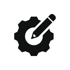 Pencil and cogwheel. Edit preferences icon concept isolated on white background. Vector illustration