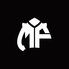 MF Logo monogram with spade shape design template