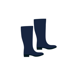 Dark blue boots. Winter or autumn leather shoes. Doodle style. 