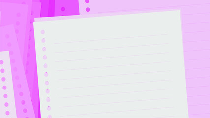 Vector illustration of white school paper. Striped notebook page for message or text. Checkered notebook page for message or text.