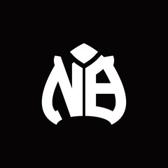 NB Logo monogram with spade shape design template