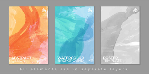 Three abstract watercolor poster backgrounds