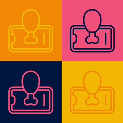 Pop art line Food ordering on mobile icon isolated on color background. Order by mobile phone. Restaurant food delivery concept. Vector