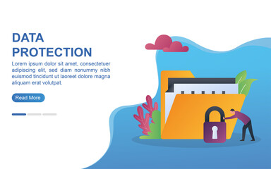 Fototapeta premium Data protection concept for landing page or web banner.