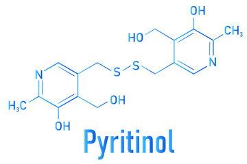 Pyritinol (pyridoxine disulfide) cognitive and learning disorder drug molecule. Also used in nootropic dietary supplements. Skeletal formula.