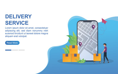 Delivery Service concept for landing page or web banner.