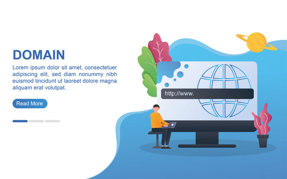 Domain concept for landing page or web banner.