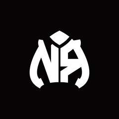 NR Logo monogram with spade shape design template