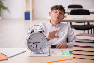 Male pupil in time management concept