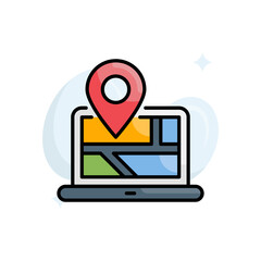 Map location vector filled outline icon style illustration. Eps 10 file