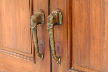 elephant neck design royal door handle close up