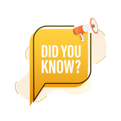 Did you know megaphone label. Vector stock illustration.