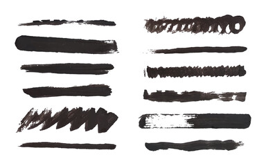 Brush strokes. Brushes elements. Vector paintbrush set. Grunge design elements. Vector illustration