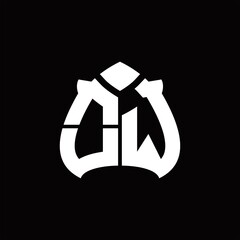 OW Logo monogram with spade shape design template