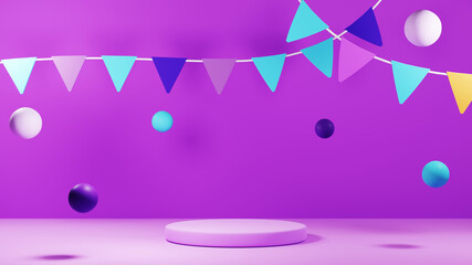 3D rendering of blank product background for displaying fashion and cream cosmetics decorations. Modern podium background for luxury product.