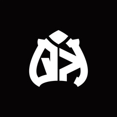 QK Logo monogram with spade shape design template