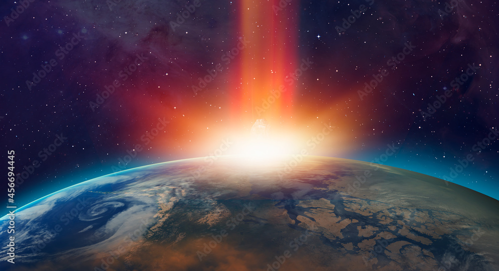 Poster attack of the asteroid on the earth 