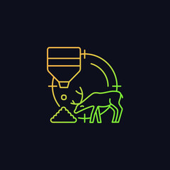 Bait hunting gradient vector icon for dark theme. Expose feed and stalk waterfowl and mammals. Capture prey. Thin line color symbol. Modern style pictogram. Vector isolated outline drawing