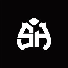 Fototapeta premium SH Logo monogram with spade shape design template