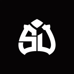 Fototapeta premium SU Logo monogram with spade shape design template