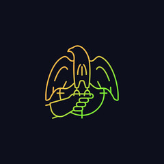 Falconry hunting gradient vector icon for dark theme. Trained hawk, eagle captures small animals. Bird of prey. Thin line color symbol. Modern style pictogram. Vector isolated outline drawing