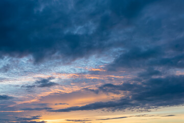Plakat Beautiful sky with clouds at sunset, sky remplacement, nature background