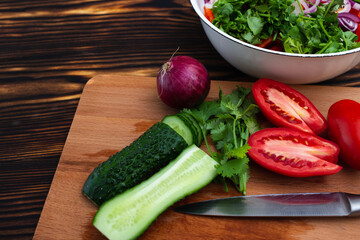 fresh vegetables on a wooden board