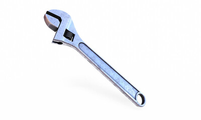 Adjustable wrench 3d render isolated on white background without a shadow