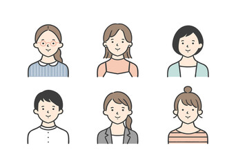 若い女性のイラスト素材セット