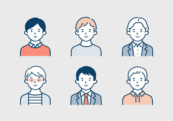 若い男性のイラスト素材セット