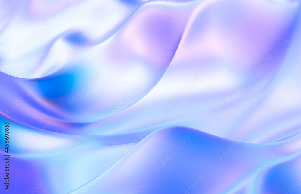 Poster abstract geometric crystal background, iridescent texture, liquid. 3d render.