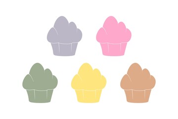 Colorful Cupcake Icon Sign Flat Illustration