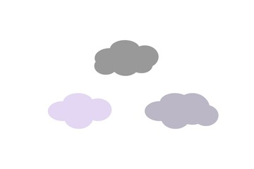 Soft Color Simple Cloud Icon Sign Flat Illustration
