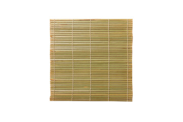 Top view of isolated placemat for food. Close up of bamboo mat Empty space for your design
