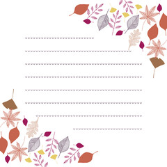 紅葉落ち葉のお手紙フレーム秋白背景