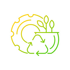 Recycled rubber planters gradient linear vector icon. Zero waste lifestyle. Eco plant pots. Eco-conscious gardener. Thin line color symbol. Modern style pictogram. Vector isolated outline drawing