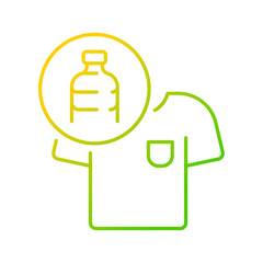 Clothes made from plastic bottles gradient linear vector icon. Sustainable clothing item. Sustainable t shirt. Thin line color symbol. Modern style pictogram. Vector isolated outline drawing