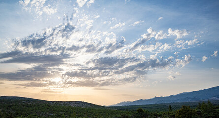 Beautiful landscape at the foot of the rocky mountains.