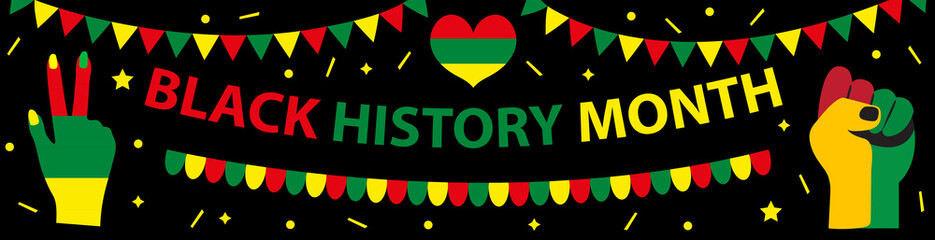 Black history month banner, template for your design. African American History Poster, card, background. Vector illustration