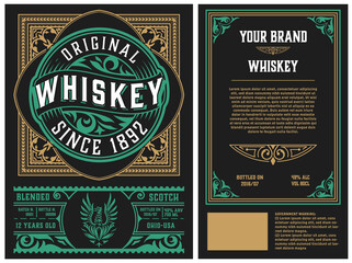 Whiskey label with old frames