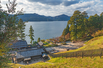 箱根 箱根関所と芦ノ湖の眺望
