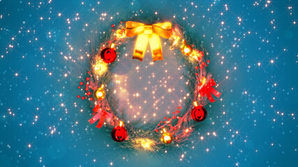 beautiful decorated christmas circlet colorful backdrop - design object 3D rendering