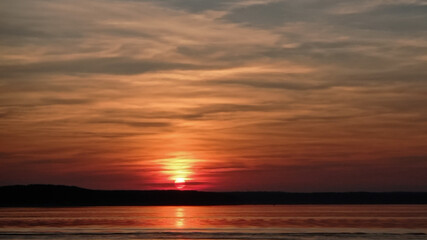 Beautiful sunset in summer on the beach.