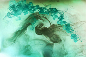 Fototapeta premium Abstract blue-green ocean, paint in water background. swirl of splashes and waves in motion. Fluid art wallpaper, liquid vibrant colors