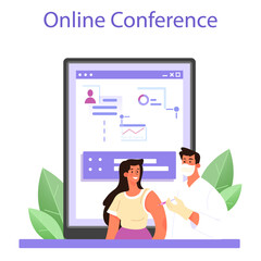 Virologist online service or platform. Scientist studies virus