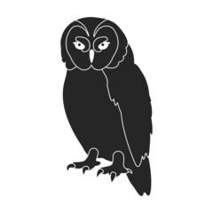 Owl bird black vector illustration of icon. .Vector icon of animal owl. Isolated black illustration of bird animal on white background.