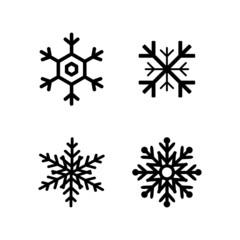 Snowflakes. Four Snowflakes in flat design. Black snowflake. Snowflakes, isolated. Vector illustration