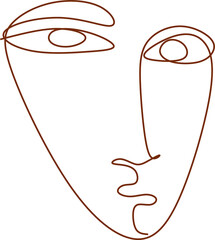 Trendy vector  face illustrations in minimal continuous line style. Hand drawn vector fashionable collection.